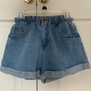 light wash paper bag jean short